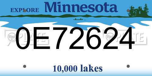 0E72624 Minnesota License Plate