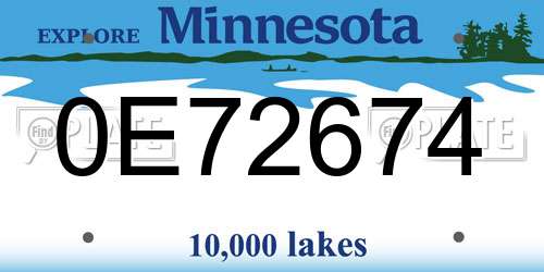 0E72674 Minnesota License Plate