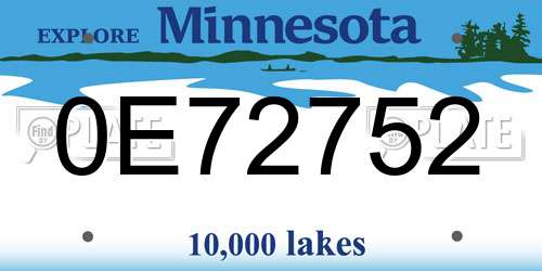 0E72752 Minnesota License Plate