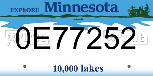 0E77252 Minnesota License Plate