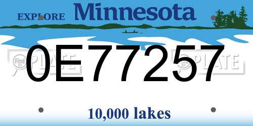 0E77257 Minnesota License Plate
