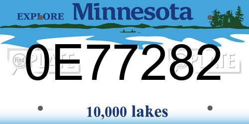 0E77282 Minnesota License Plate