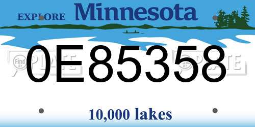 0E85358 Minnesota License Plate