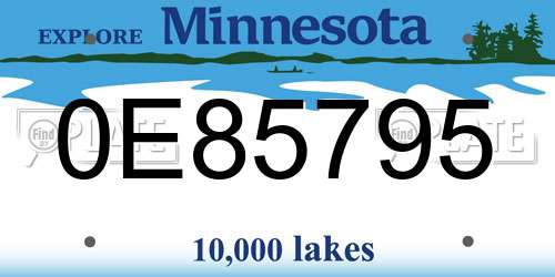0E85795 Minnesota License Plate