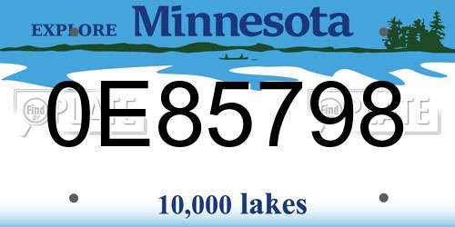 0E85798 Minnesota License Plate