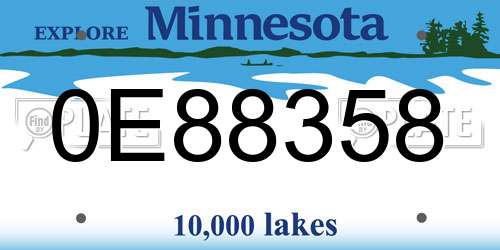 0E88358 Minnesota License Plate