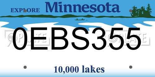 0EBS355 Minnesota License Plate