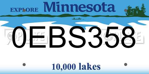 0EBS358 Minnesota License Plate