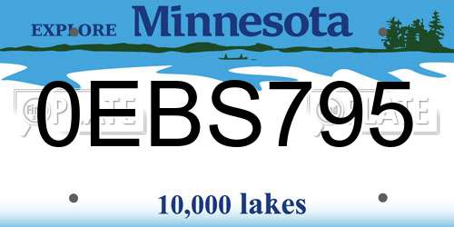0EBS795 Minnesota License Plate