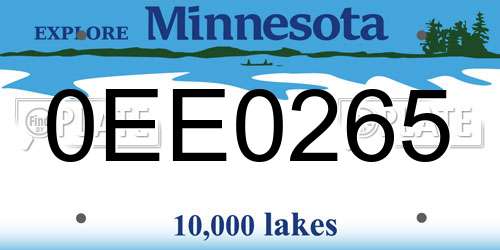 0EE0265 Minnesota License Plate