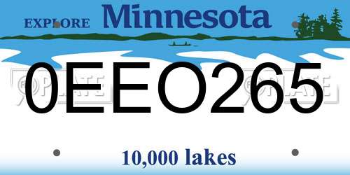 0EEO265 Minnesota License Plate