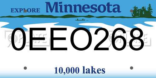 0EEO268 Minnesota License Plate
