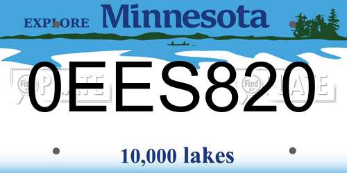 0EES820 Minnesota License Plate