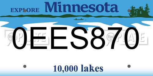 0EES870 Minnesota License Plate