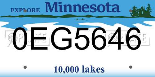 0EG5646 Minnesota License Plate