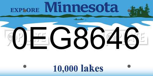 0EG8646 Minnesota License Plate