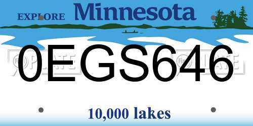0EGS646 Minnesota License Plate