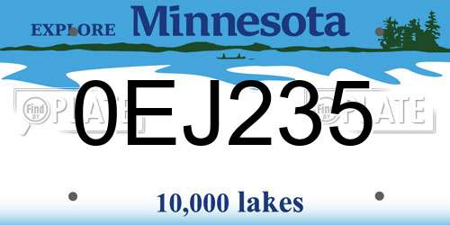0EJ235 Minnesota License Plate