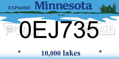0EJ735 Minnesota License Plate