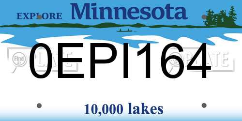 0EPI164 Minnesota License Plate