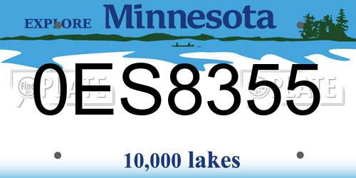 0ES8355 Minnesota License Plate