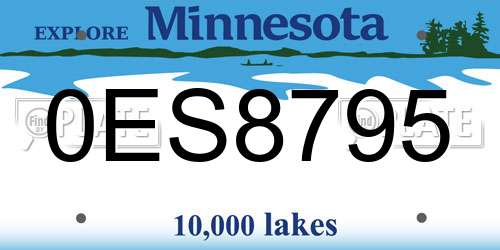 0ES8795 Minnesota License Plate