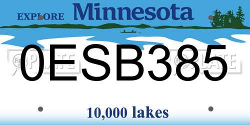 0ESB385 Minnesota License Plate