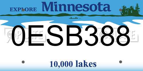 0ESB388 Minnesota License Plate