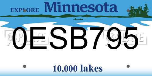 0ESB795 Minnesota License Plate