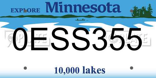 0ESS355 Minnesota License Plate