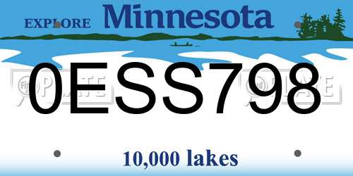 0ESS798 Minnesota License Plate
