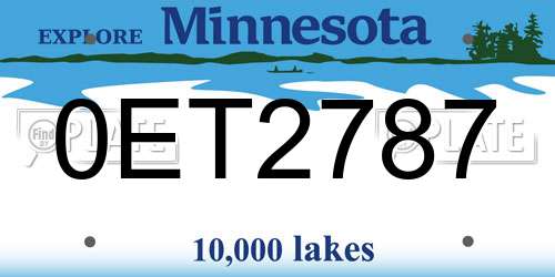 0ET2787 Minnesota License Plate