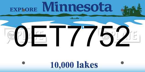 0ET7752 Minnesota License Plate