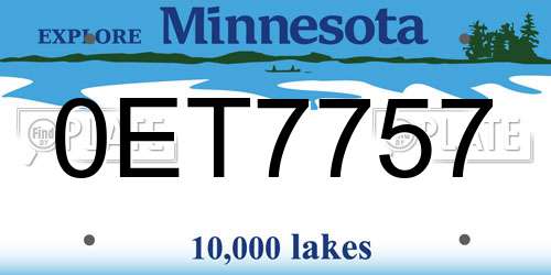 0ET7757 Minnesota License Plate
