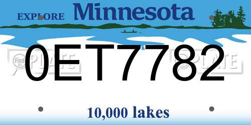 0ET7782 Minnesota License Plate