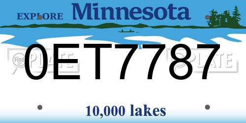 0ET7787 Minnesota License Plate