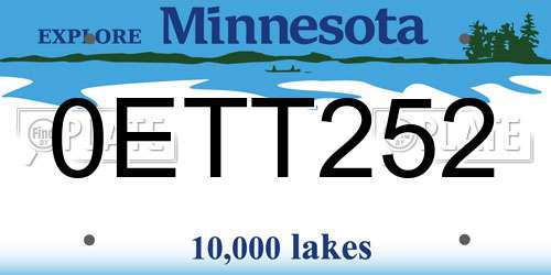 0ETT252 Minnesota License Plate