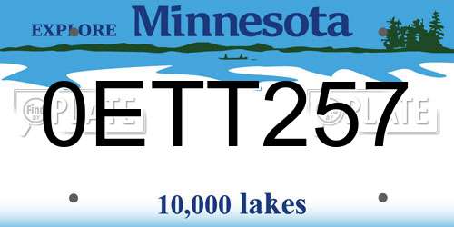 0ETT257 Minnesota License Plate