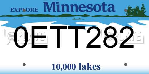 0ETT282 Minnesota License Plate
