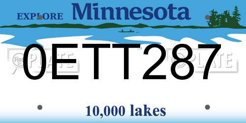 0ETT287 Minnesota License Plate
