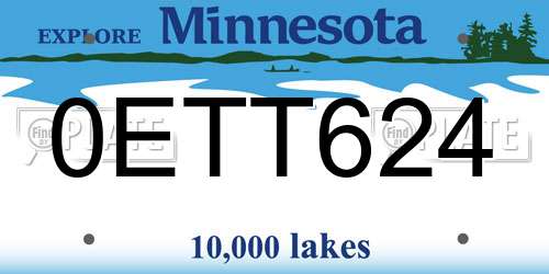 0ETT624 Minnesota License Plate