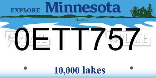 0ETT757 Minnesota License Plate