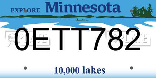 0ETT782 Minnesota License Plate