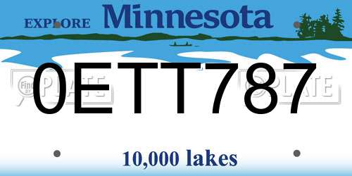 0ETT787 Minnesota License Plate