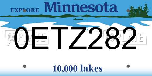 0ETZ282 Minnesota License Plate
