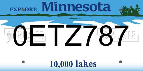 0ETZ787 Minnesota License Plate