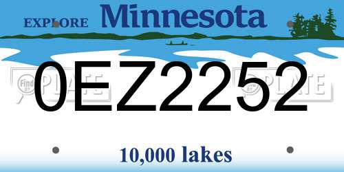0EZ2252 Minnesota License Plate