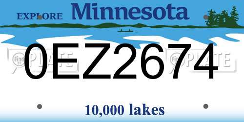 0EZ2674 Minnesota License Plate