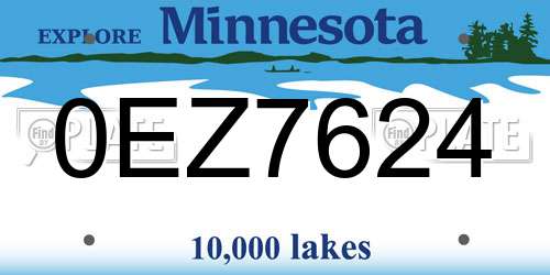 0EZ7624 Minnesota License Plate