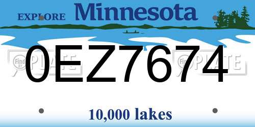 0EZ7674 Minnesota License Plate